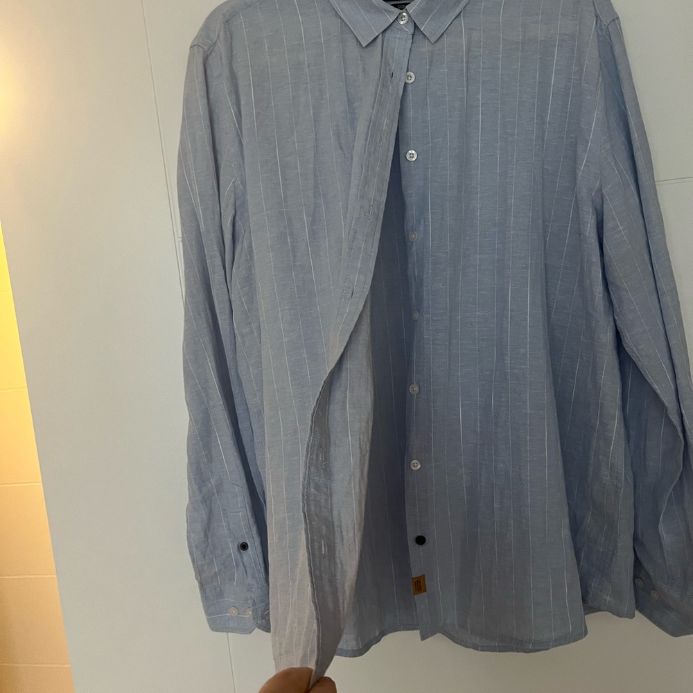 Pinstripe Linen Button Down - Picture 2 of 2